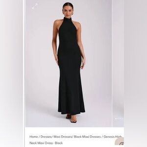 Meshki Black Halter Sheath Maxi Dress